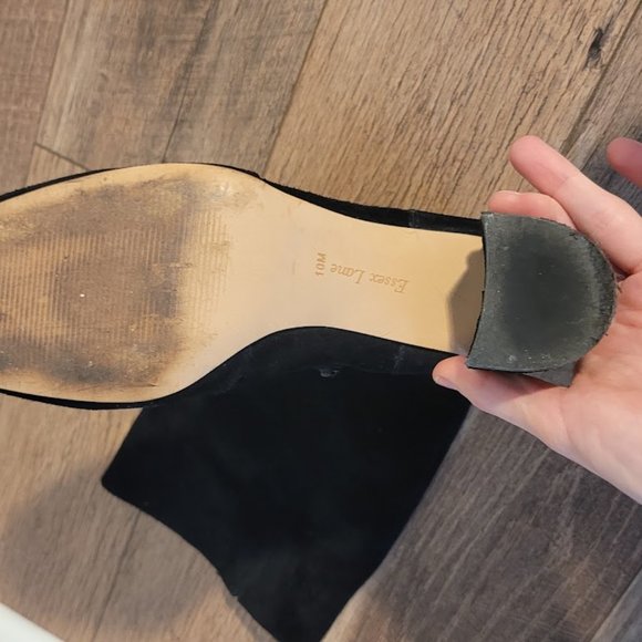 Knee high, black leather and suede, sexy heeled boots, size 10, lightly used - Picture 4 of 6